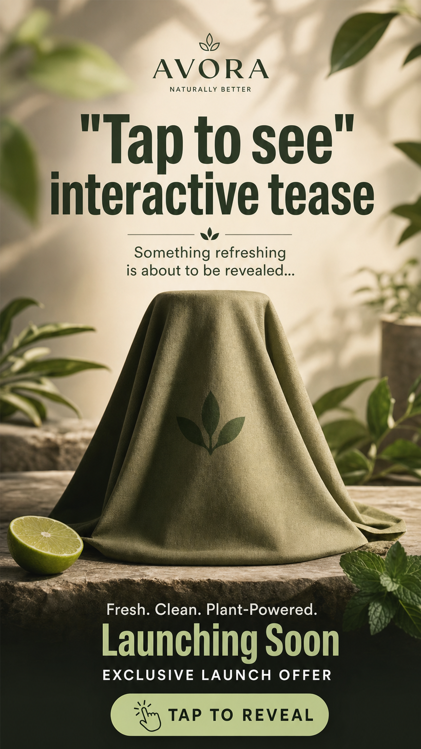 A generated vertical poster announcing a launch, with the product under a draped cloth